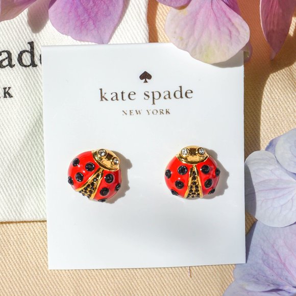 Kate Spade Little Ladybug Stud Earrings with Dust Bag